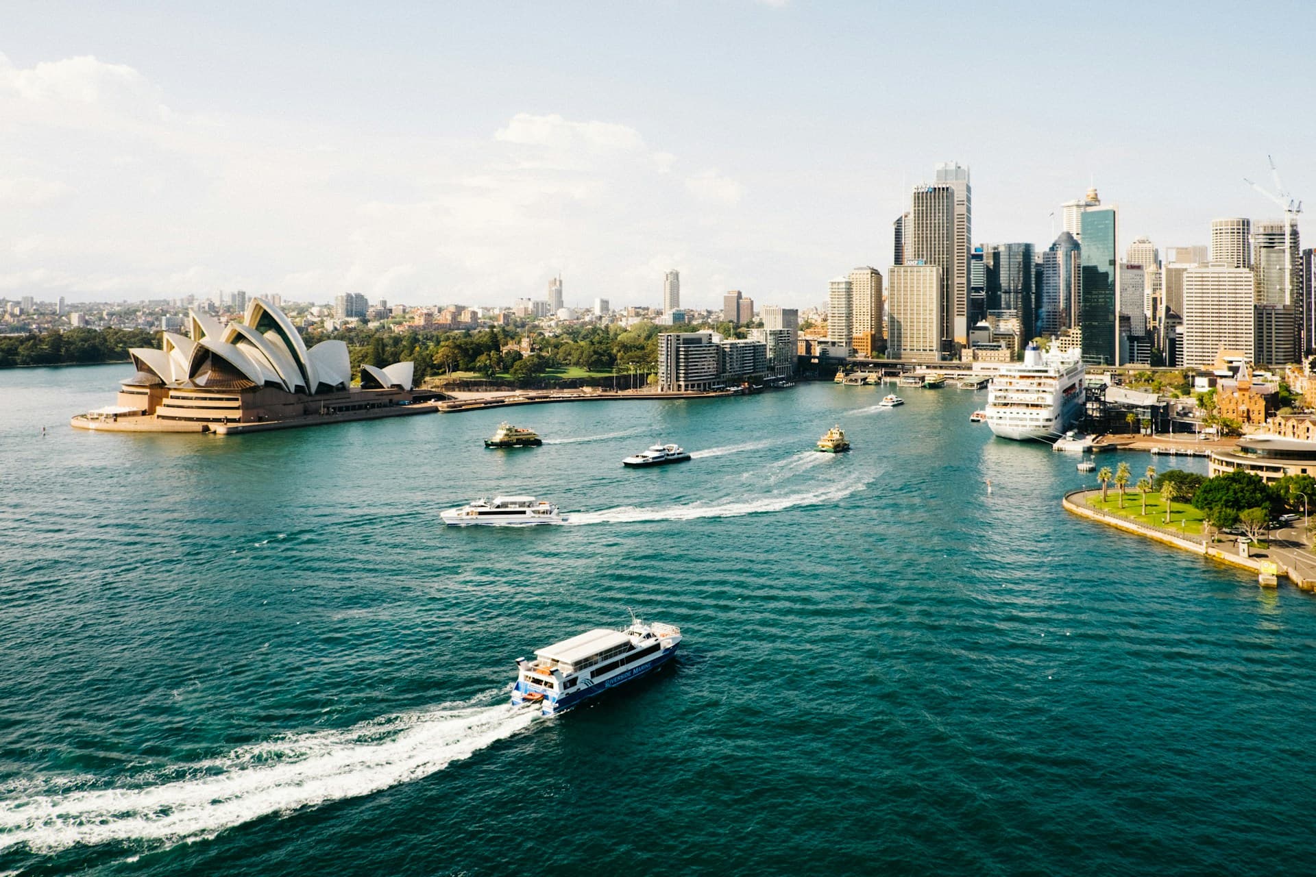 Sydney Opera House and Harbour Bridge at golden hour