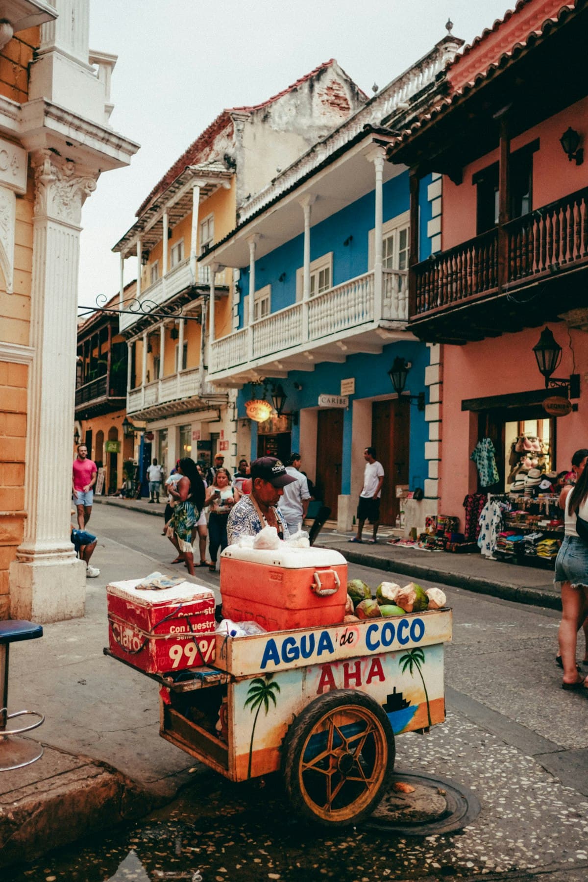 Budget-friendly street scene in Cartagena, Colombia