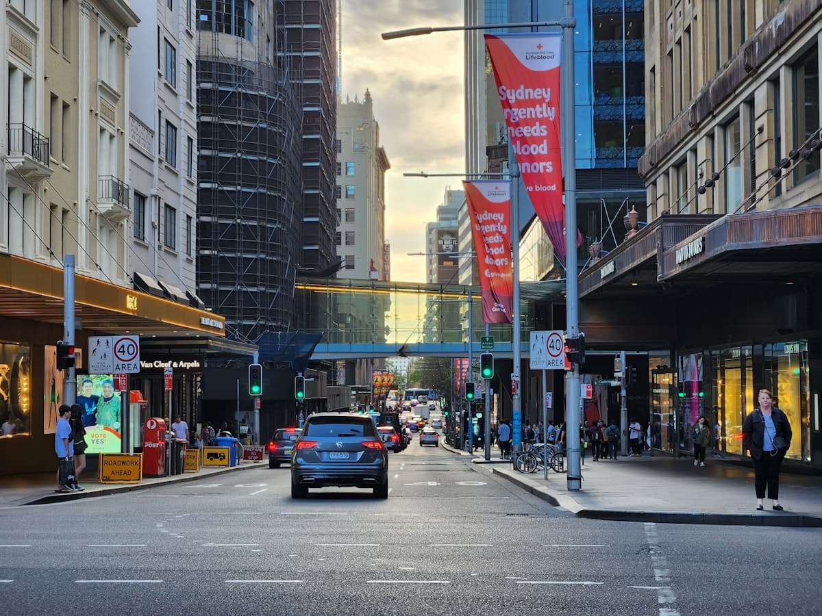 Budget-friendly street scene in Sydney, Australia